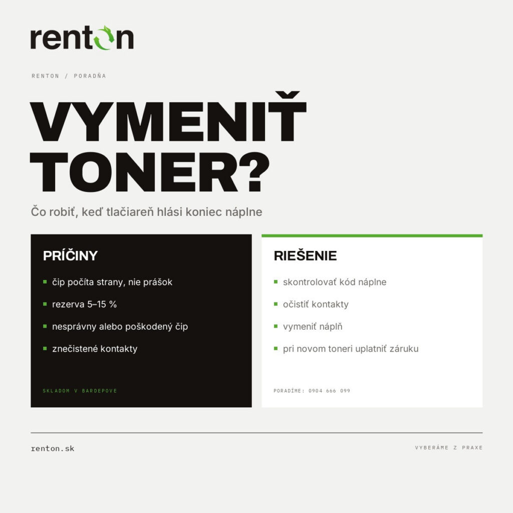 Tlačiareň hlási vymeniť toner – príčiny a riešenia